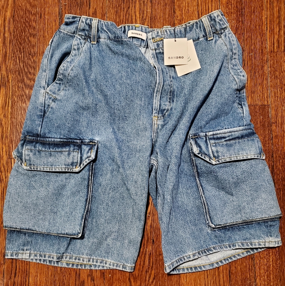 Sandro France  Denim Cargo Shorts